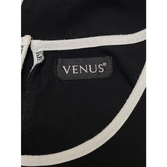 VENUS Black Contrast Trim 3/4 Sleeve Round Neck Keyhole Back Shift Dress Size XS - Picture 6 of 13